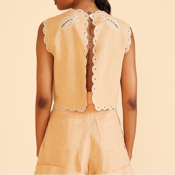 NWT Farm Rio Sand Richelieu Sleeveless Crop Top size small - Picture 3 of 6